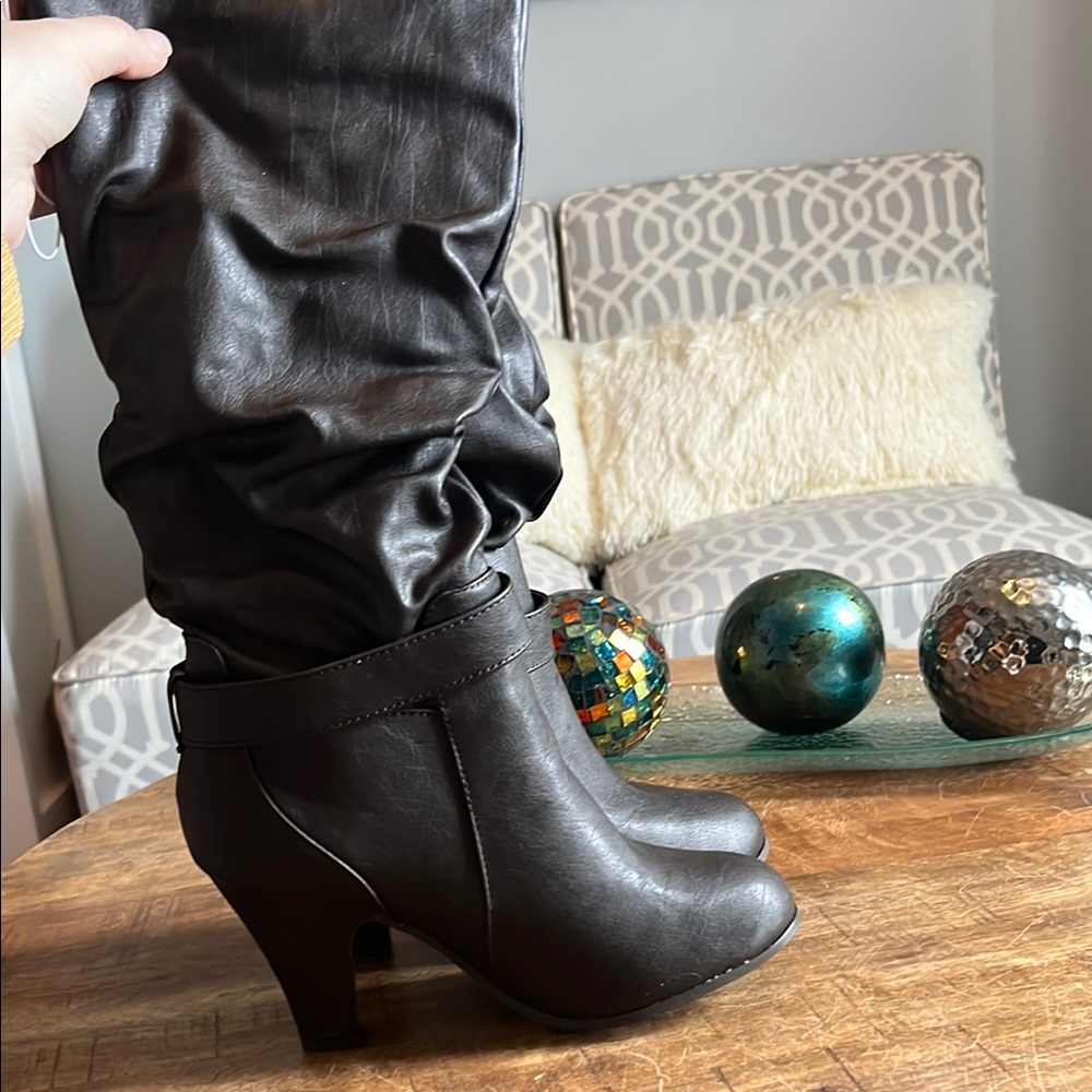 Rampage Black Heeled Boots with Slouchy Design